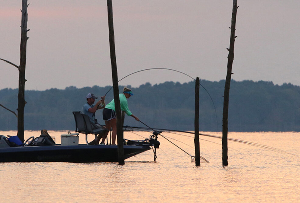 It’s no secret that being quiet is very important. The longer the pole, the better the chance of not spooking a crappie before the bait gets to him. A 14-foot pole is a good all-around slow-trolling pole.