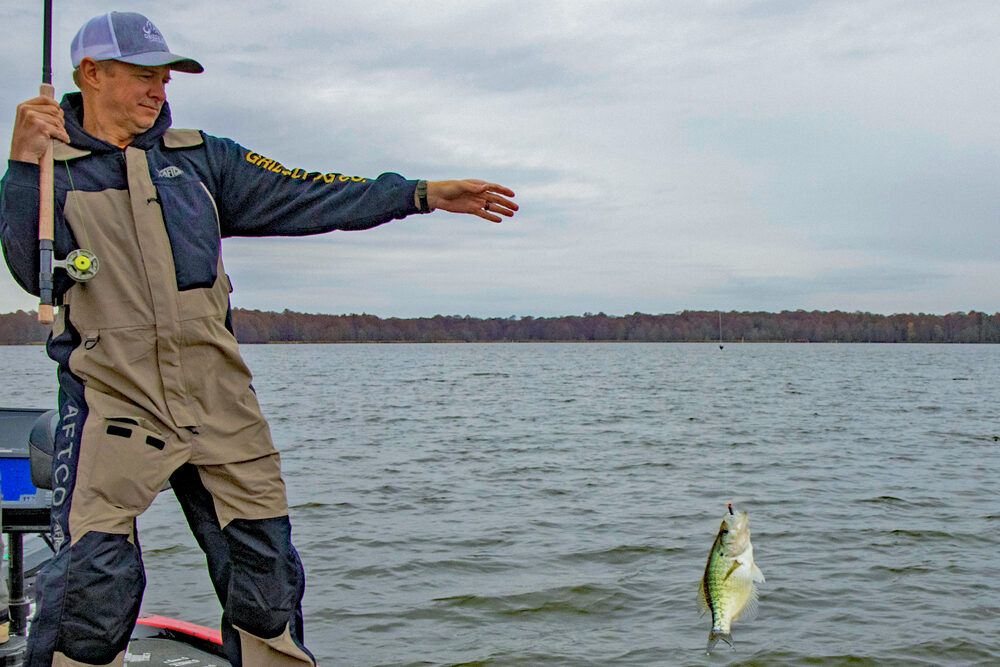 Getting a fish to bite is the key to success. However, the fun comes when you can swing one into the boat or slide it into the net. Wade Mansfield pulls a fish from Tennessee’s Reelfoot Lake. (Photo: Tim Huffman)