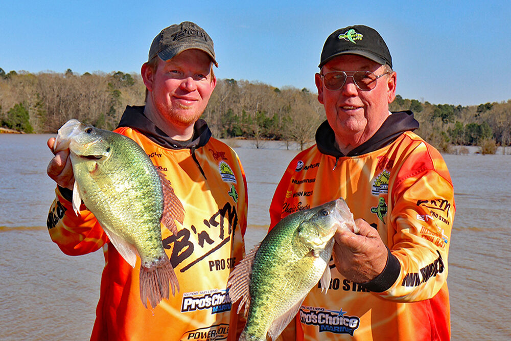 Grenada Lake gives up plenty of big fish each year. Travis and Charles Bunting show off two taken during a tournament. (Photo: Tim Huffman)