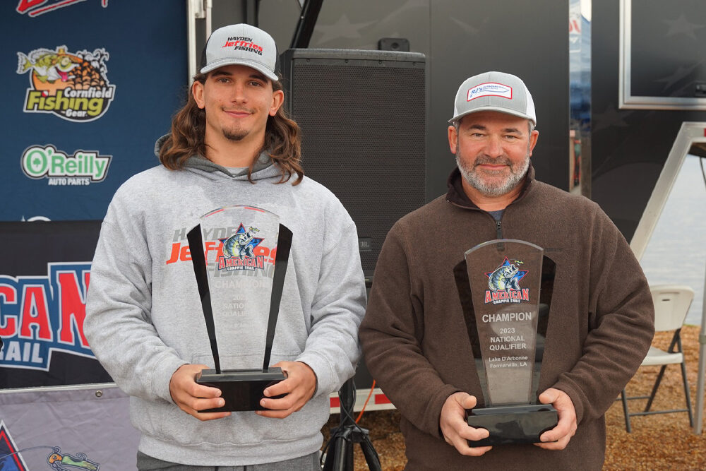 The top team on the professional crappie circuit these days, Hayden and Dan Jeffries - fishing under the ACT circuit’s new “Catch, Weigh and Release” format - seem to be unbeatable so far. (ACT Photo)