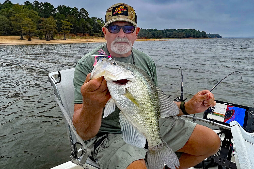 Mississippi power troller Les Smith holds a summer crappie taken on a large Pro Series Crappie Magnet, a spinner head jig. His choices for best lakes include Arkabutla, Grenada and Sardis (in that order), all in our top 12 list. (Photo: Tim Huffman)