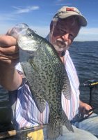 Black crappie are generally shorter and stockier than white crappie, hence a black crappie the same age as a white crappie might be somewhat shorter.