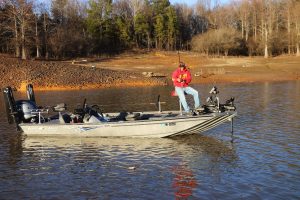 Mississippi guide Clay Blair often uses his electronics to seek out baitfish before he starts casting for crappie. (Photo: Ron Wong)