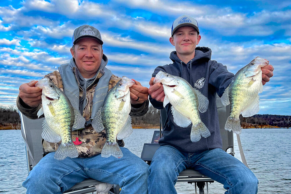 T.J. Palmer (left) and his son Alex catch big crappies