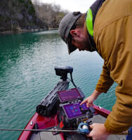 Touchscreen fishfinders can easily be operated to mark waypoints or scan maps. (Photo: Brad Wiegmann) 