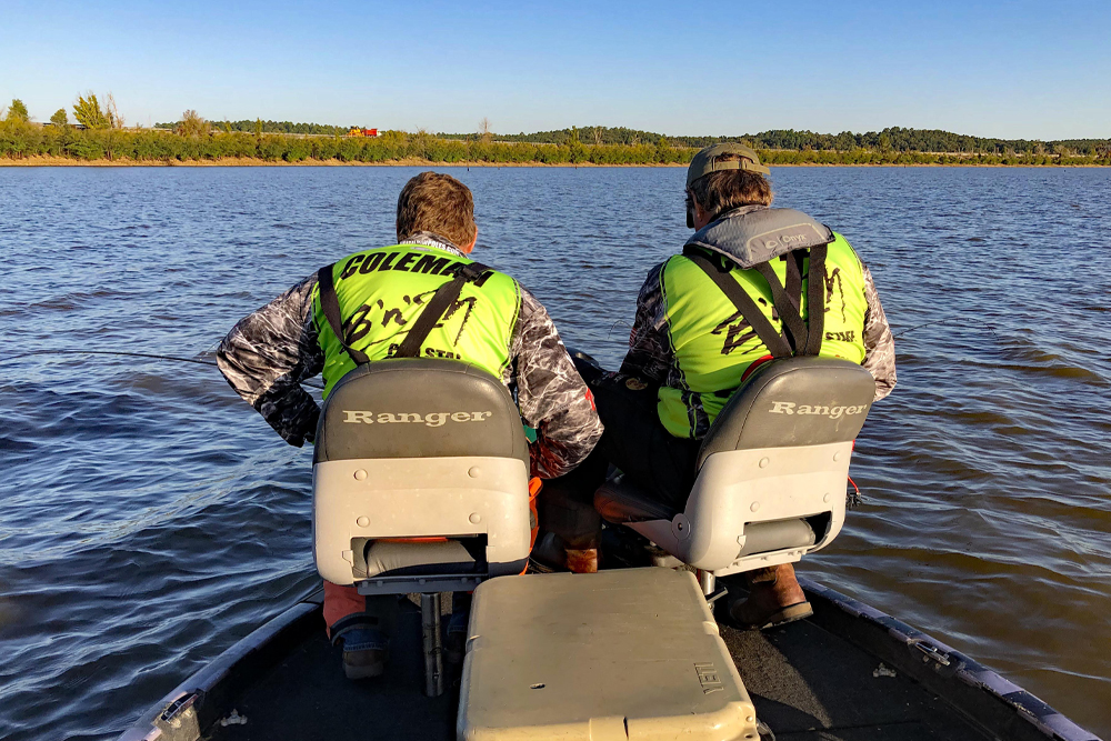 Yeti coolers cost hundreds of dollars, but professional crappie anglers Steve Coleman and Ronnie Capps spare no expense in keeping their live minnows lively. You probably don’t have to spend that much, but good bait management can mean more crappie on your stringer or in your livewell. (Photo: Richard Simms)