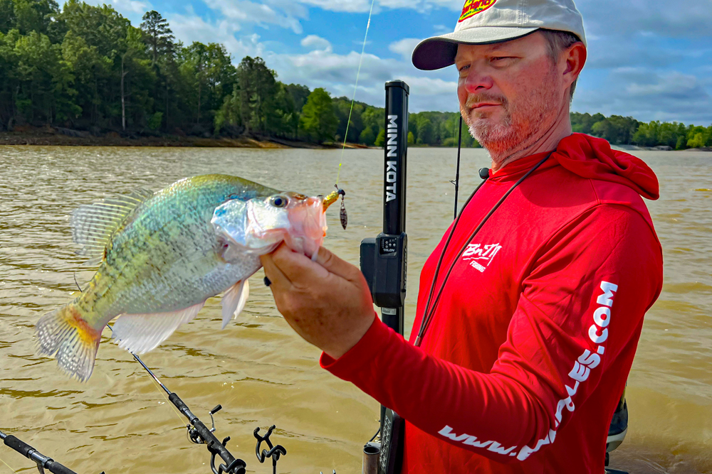 Guide Brad Chappell displays a nice fish taken by pulling jigs at Grenada Lake, Mississippi. He says this is an easy, productive way to catch fish and enjoy a day in the boat. (Photo: Tim Huffman)