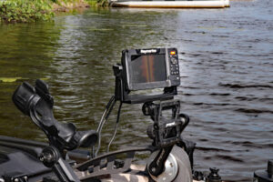 Ohmer depends heavily on his Raymarine electronics downscan and sidescan mode for finding crappies. He does not believe live-image sonar is a necessity. (Photo: Darl Black)