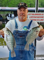 Dean McCoy shows of a pair of bookend white crappie taken from Barkley Lake. It’s not as well-known as Kentucky Lake but offers crappie fishing that can rival its nearby neighbor. 