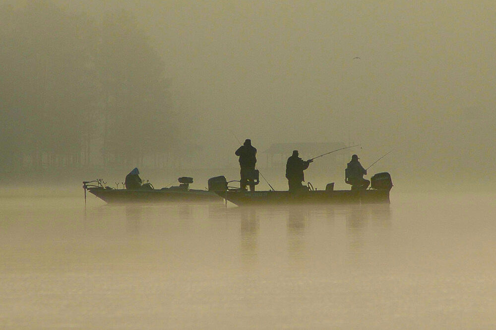 When the weather’s frosty, and a slight fog may be on the water, Brad Whitehead shoots docks to find slabs
