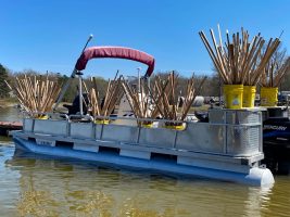 Any boat can be used to sink the fish attractors you’ve built on shore. McCadams, however, says a roomy pontoon boat can make the task much easier and more efficient. 