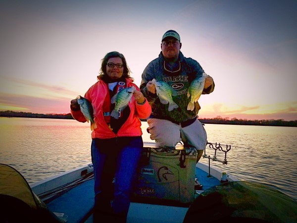 Janice and Josh Stinson ending a great day on the lake. Long lining was their successful tactic.