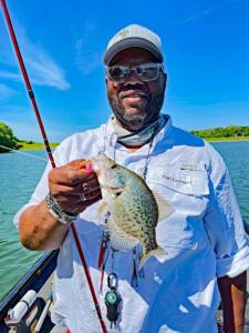 Kim Burnett began making his own hand-tied hair jigs because he was losing or tearing up plastic jigs. He says he has caught as many as 200 crappie using a single jig he’s made.