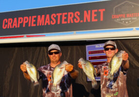 T.J. and Alex Palmer with four slabs that helped them win the Crappie Masters National Championship.