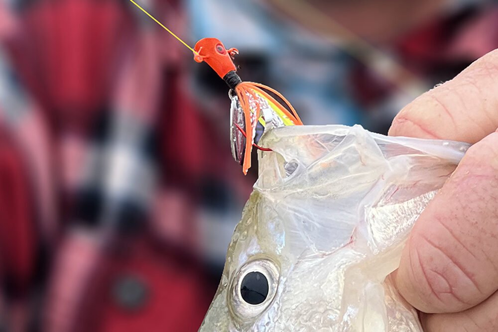 On this particular day Capt. Brannon Kirby felt sure that switching from a basic jig head to Fin Spin jig from Crappie Magnet triggered the crappie to bite.