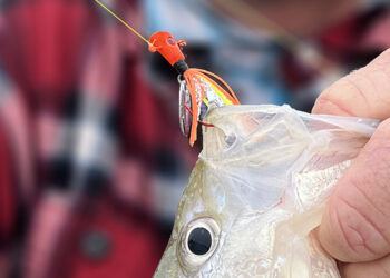 On this particular day Capt. Brannon Kirby felt sure that switching from a basic jig head to Fin Spin jig from Crappie Magnet triggered the crappie to bite.