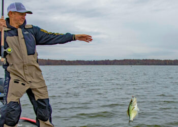 Getting a fish to bite is the key to success. However, the fun comes when you can swing one into the boat or slide it into the net. Wade Mansfield pulls a fish from Tennessee’s Reelfoot Lake. (Photo: Tim Huffman)