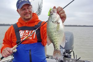 Fishing guide Brad Whitehead of Muscle Shoals, Alabama shows off a nice Pickwick Lake slab typical of those caught in this big TVA impoundment during the coldest weeks of winter.