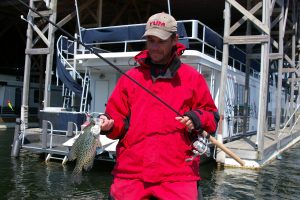 Clear water and calm days make Arkansas’ Lake Ouachita a January gem worth visiting. Brushpile fish attractors placed around the lake’s many docks and underwater ledges attract tons of crappie like this one caught by visiting angler Todd Huckabee. 