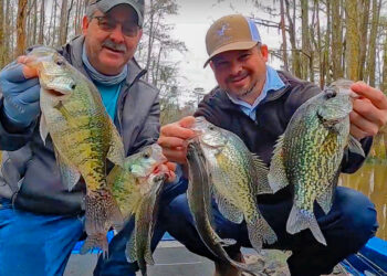 Tim Bye (left) and Keith Lusher with a few of the reasons crappie anglers should look closely at Louisiana’s Tchefuncte River.
