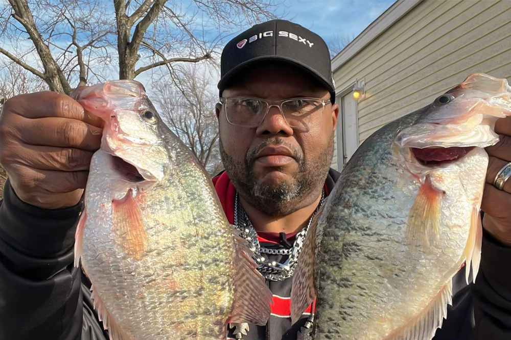 Kim Burnett uses his flies he ties to catch big spring crappie.