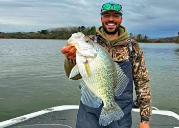 Anthony Mondo is a hardcore bass fisherman. He was actually fishing a bass tournament when he caught this huge black crappie on Chickamauga Lake. The fish was only one 1/100th of an ounce shy of four pounds on certified scales. (Photo courtesy of Anthony Mondo)