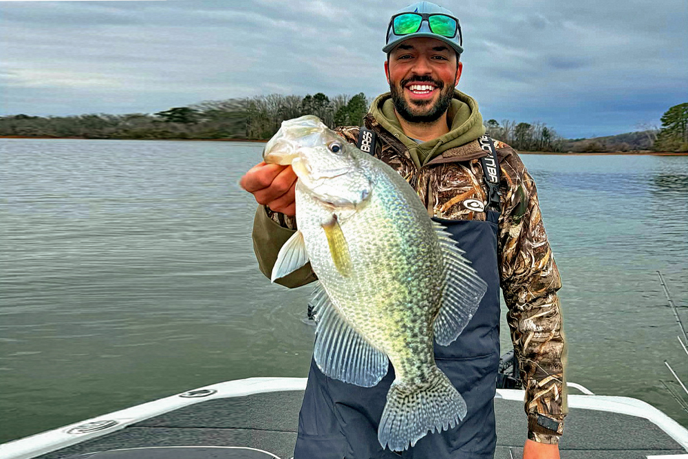 Anthony Mondo is a hardcore bass fisherman. He was actually fishing a bass tournament when he caught this huge black crappie on Chickamauga Lake. The fish was only one 1/100th of an ounce shy of four pounds on certified scales. (Photo courtesy of Anthony Mondo)