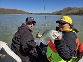 When the wind is blowing 20 mph, casting lightweight tackle 20-30 feet can prove difficult to say the least. New instructor Ernest Strouse proved to be up to the task of getting LeAnne Six’s casting accuracy and efficiency dialed in for her to smoke several nice white crappie. (Photo by Madalyn Roberts)