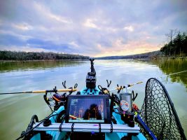 Having everything within arm’s reach really is the key to success while fishing from a kayak. And there really is no such thing as too many rod holders. The T-Bar rod holders pictured here by Cumberland Crappie are one of three different types of rod holders Madalyn Roberts has installed on her kayak.