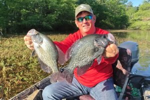 In recent years, South Carolina waters like the Santee Cooper lakes have been in the limelight, with anglers like Whitey Outlaw, pictured here, landing big catches of 2- to 3-pounders almost daily. (Photo: Whitey Outlaw)