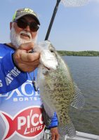 Guide Capt. Doug Wynn displays a nice crappie taken at Kentucky Lake. He pays close attention to the details of depth, structure and speed, but he says shad balls can top everything else.
