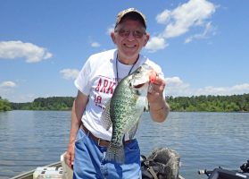 Writer Tim Huffman with a crankbait crappie taken while trolling at Lake DeGray, Arkansas. A pink crankbait is one of his best producers on clear and slightly stained waters.