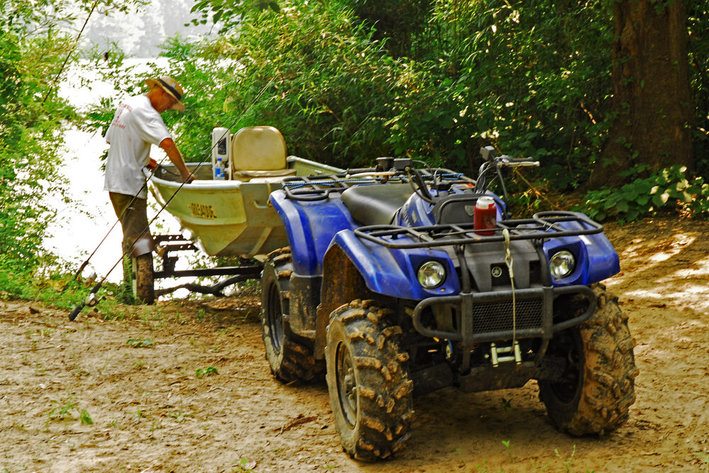 Four-wheeling into a remote pond in the White River National Wildlife Refuge provides crappie fishermen with a rare escape from the hustle and bustle of most crappie lakes. (Photo by Richard Hines)