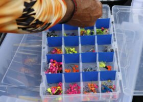Having the right lure is critical. Fish may be aggressive and eat anything. However, on some days a very specific type, size, and color bait will be needed to trigger the most bites. (Photo: Tim Huffman)