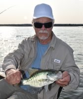 Vernon Lovejoy with a typical Reelfoot Lake crappie caught in about 15 feet of water. That is deep water for the shallow Reelfoot Lake. Guide Billy Blakely said by late September, crappie will begin following shad into the shallower sections of the lake.