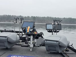 A boat equipped with the latest fishing technology.