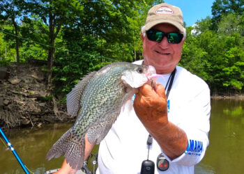 CrappieNOW publisher “Crappie Dan” Dannenmueller is intentional about boat angle, background and fish positioning to ensure quality photos for his social media pages. (Photo: Jeff Samsel)