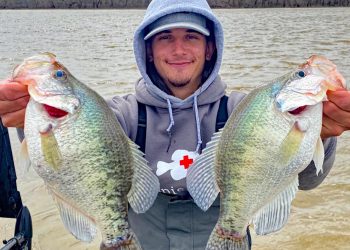 Hayden Jeffries holding two crappie