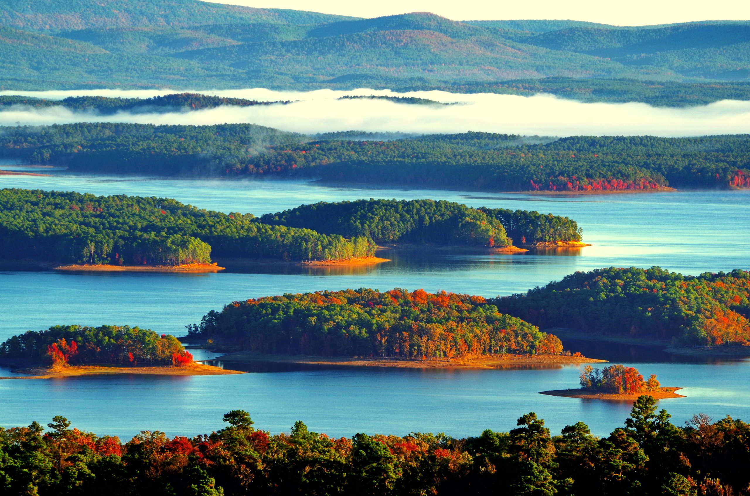 Surrounded entirely by lands within the Ouachita National Forest, 40,000-acre Lake Ouachita is one of the cleanest, most beautiful Corps of Engineers impoundments in the United States.