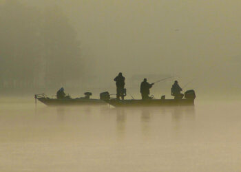 When the weather’s frosty, and a slight fog may be on the water, Brad Whitehead shoots docks to find slabs