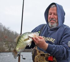 Crappie enjoy hanging on deep structures during cold weather. Christmas and New Year holidays are good times to dress warmly, find the right spot and pull in nice crappie. (Photo: Tim Huffman) | Merry Christmas Crappie