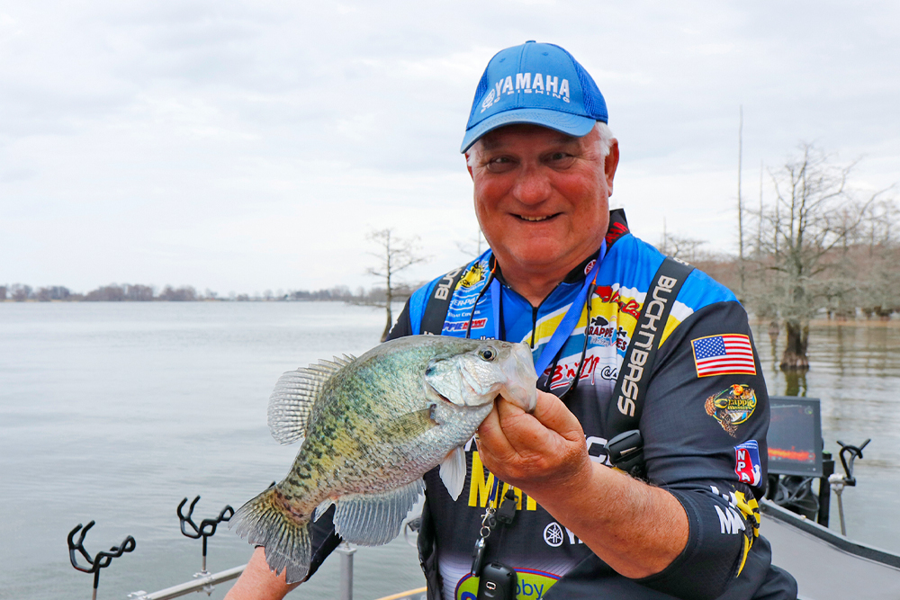 Dan Dannenmueller said electronics are great tools, but a fisherman can also catch fish the old fashioned way. Minnows are an important part of the combination when fishing slowly. (Photo: Tim Huffman) Breaking the rules for more crappie
