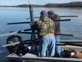 They don’t come cheap, but manufactured PVC fish attractors are extremely effective and if placed properly, will last for years and years. The attractor these anglers are placing came from American Fish Tree (americanfishtree.com). Mossback Fish Habitat (mossbackfishhabitat.com) also manufactures excellent fish attractors. (Photo: Richard Simms)