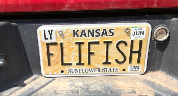 Hartman’s license plate reflects his passion for fly fishing.