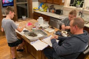 Right now most of the work making Guppy Gobblers happens on the Martin’s kitchen table.