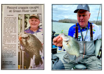 David Jones, a crappie guide on Kentucky’s Green River Lake, lays claim to the lake record crappie. He admits the lake isn’t necessarily known for big crappie but it is known for LOTS of crappie.